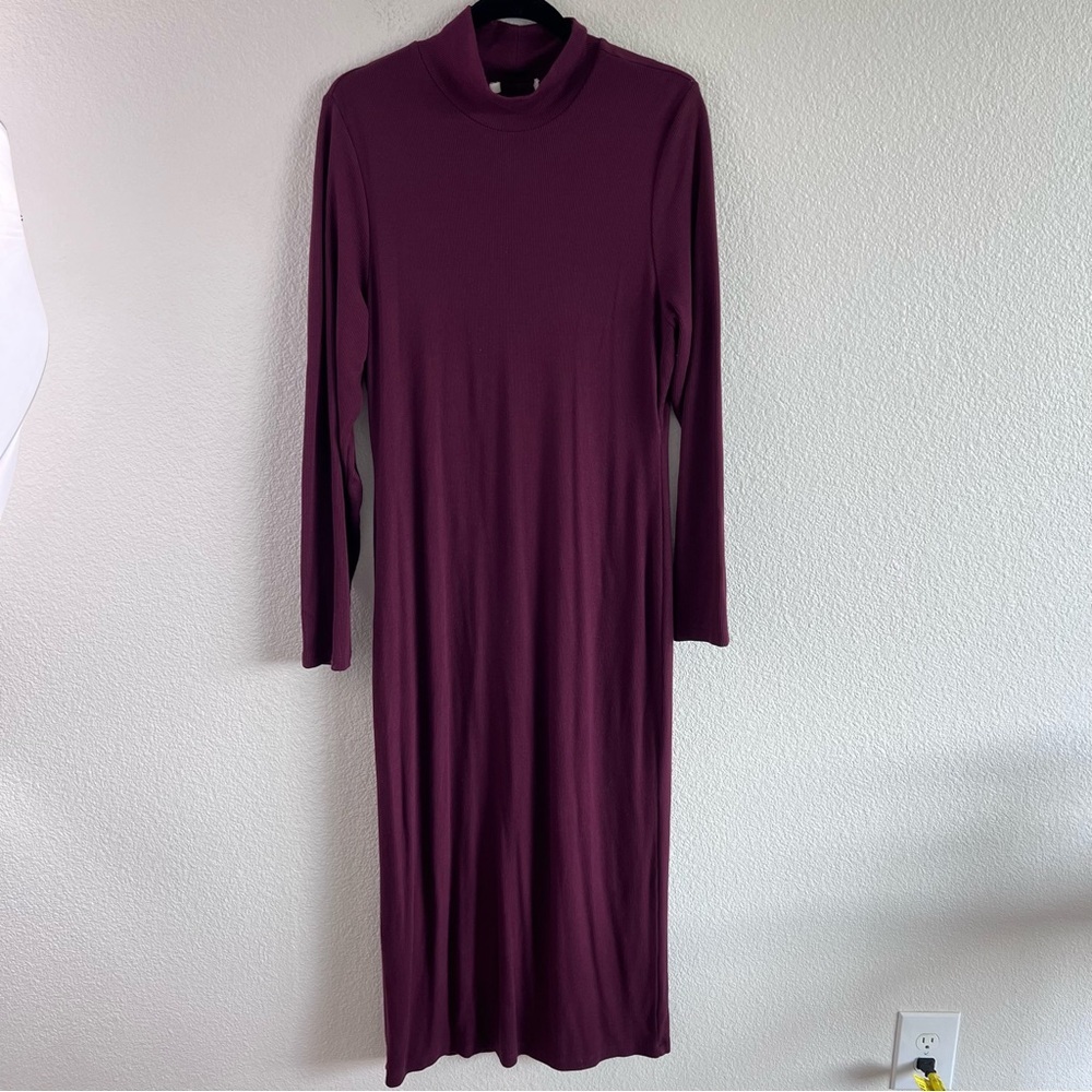 Marine Layer Womens Lexi Rib Turtleneck Midi Dress